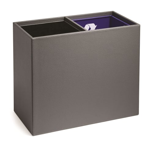 Clinton Faux Leather Dual Chamber Recycle/Wastebasket with Liners, 3 Quart, Gray